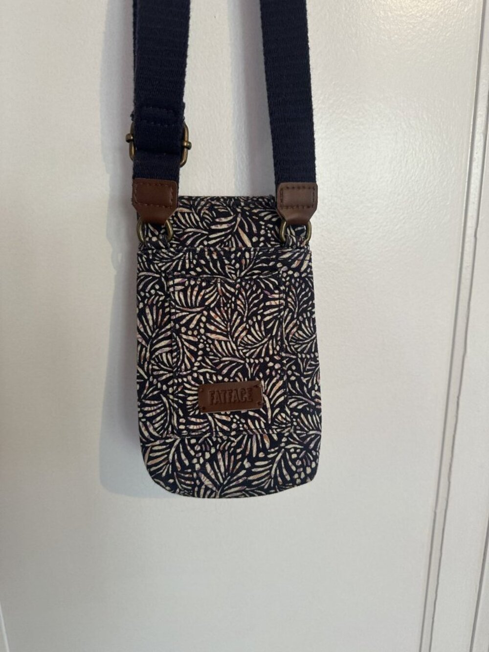 Fatface Navy Leaf Print Crossbody Phone Bag